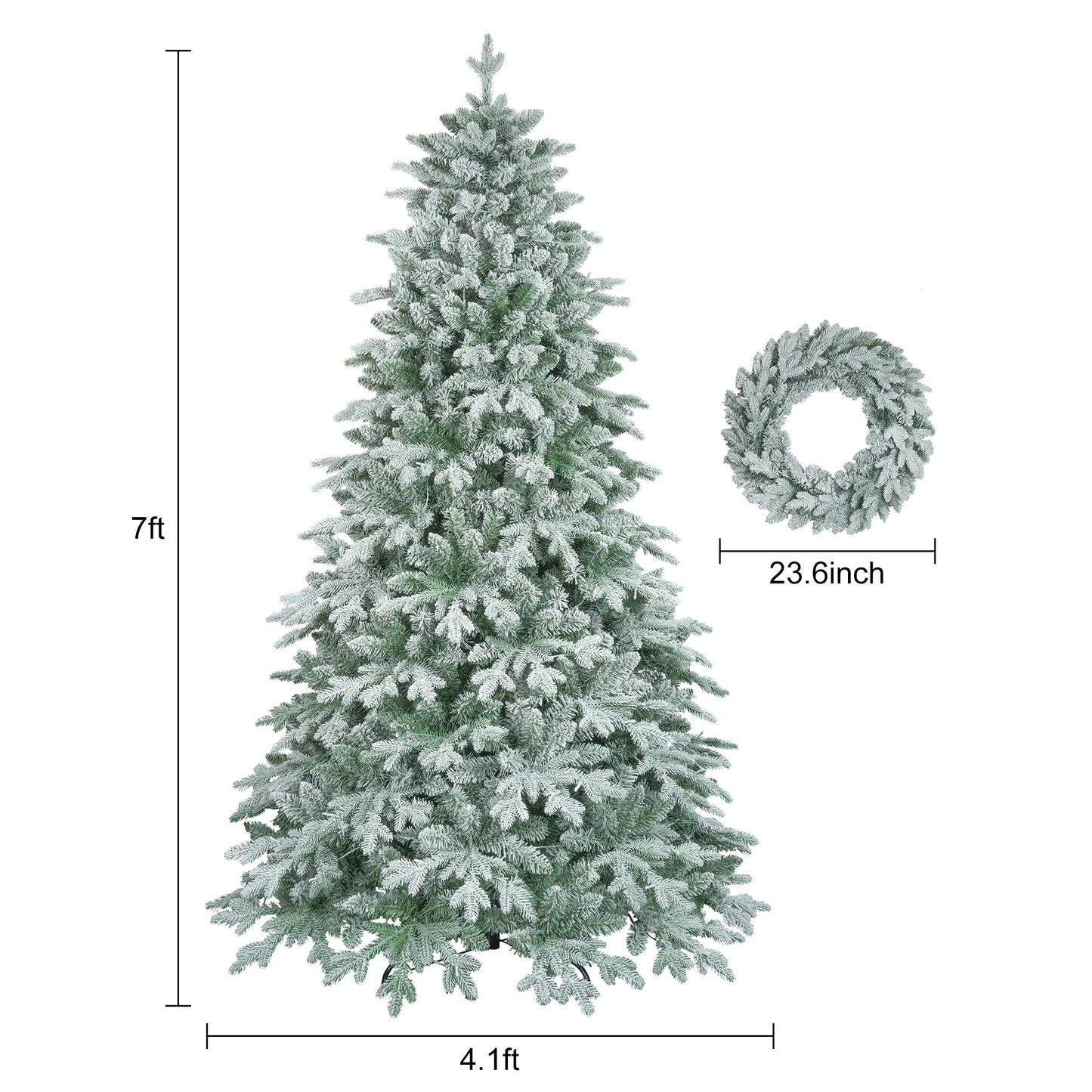 7ft Lighted Artificial Christmas Tree with Wreath Set of 2 , Christmas