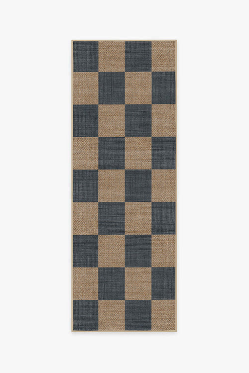 Checkerboard Soft Navy Re-Jute Rug