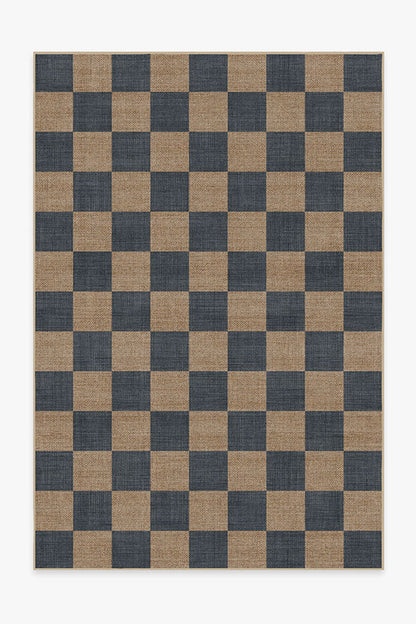 Checkerboard Soft Navy Re-Jute Rug