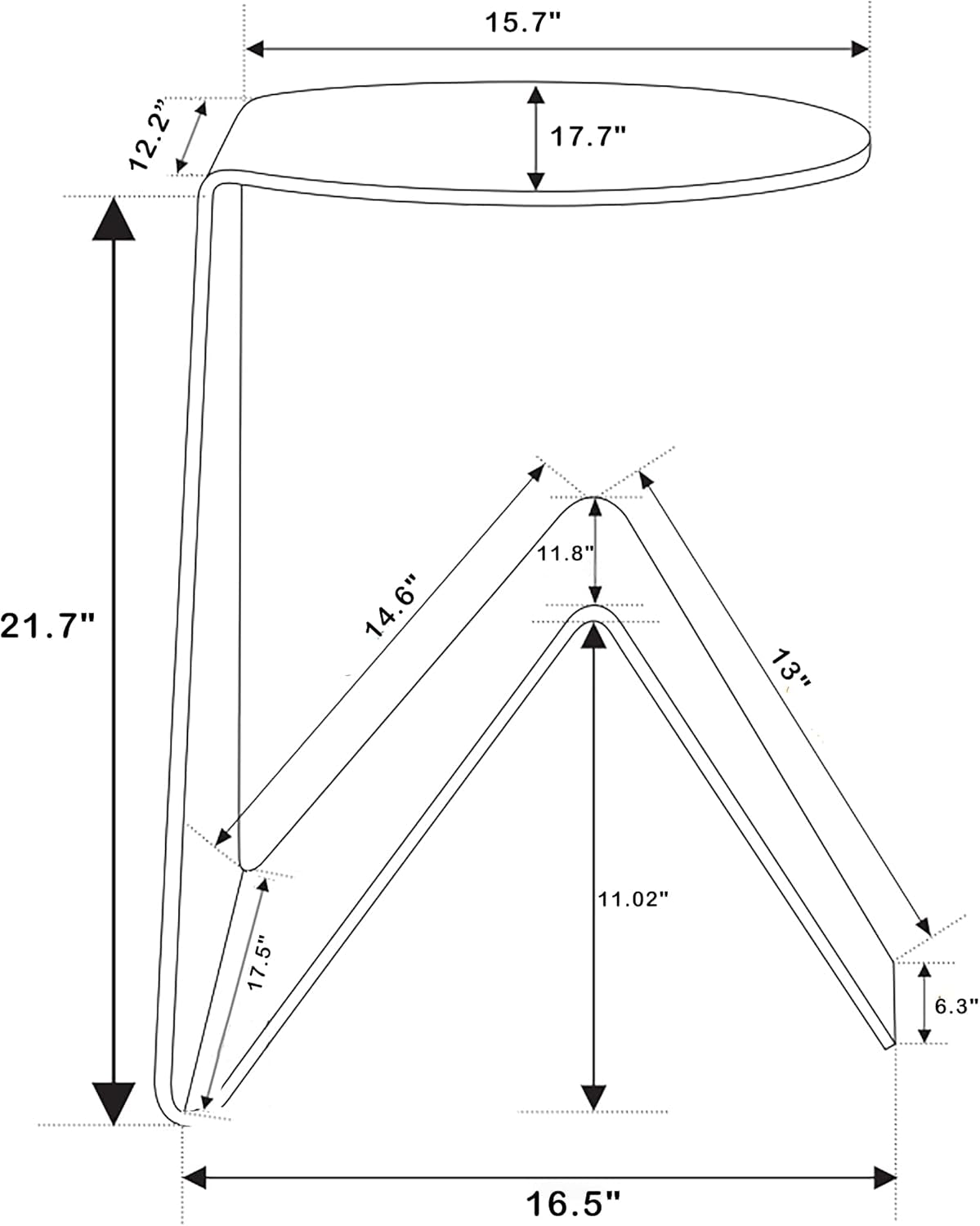 Glass Art-Designed End Side Table for Living Room Bedroom Nightstand Bedside Table 17.7X15.7X21.7