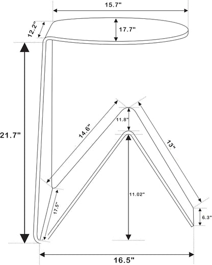 Glass Art-Designed End Side Table for Living Room Bedroom Nightstand Bedside Table 17.7X15.7X21.7