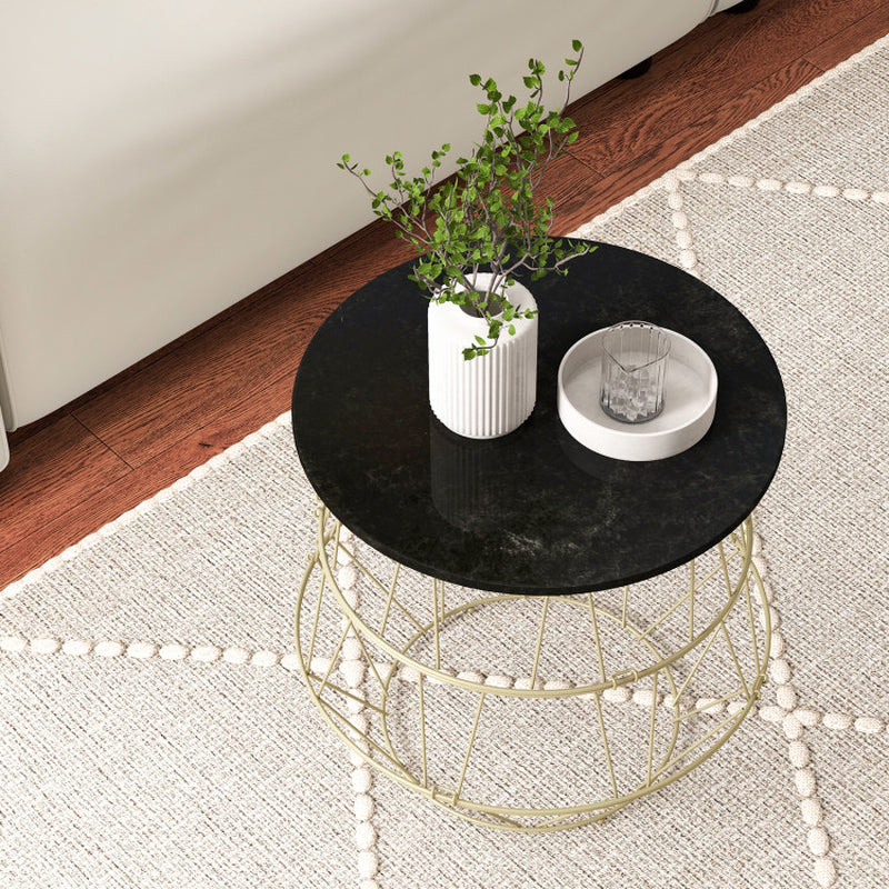 Round Metal Frame Side Table with Removable Top