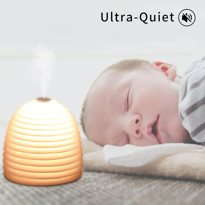 Bedroom Humidifier, 250Ml Small Cool Mist Humidifier with Adjustable Night Light Function, USB Portable Desktop Humidifier for Baby Bedroom Office, Automatic Shutoff, Super Quiet and Touch Control.（Lighthouse）