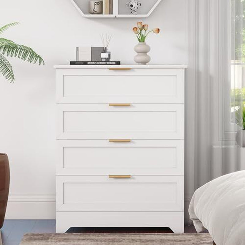 4 Drawer Dresser for Bedroom, Tall Bedroom Dresser with Large Drawer & White