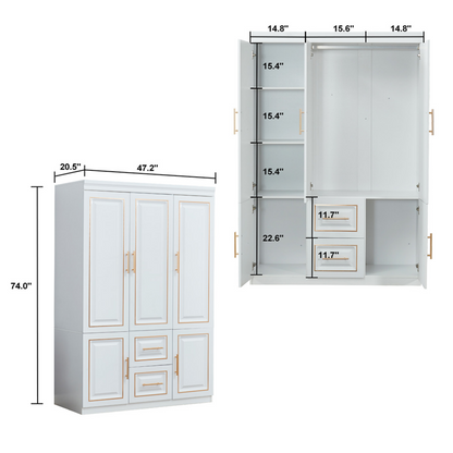 YG-5 White Wardrobe Armoire Closet Freestanding Storage Armoire