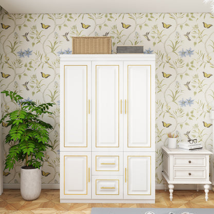 YG-5 White Wardrobe Armoire Closet Freestanding Storage Armoire