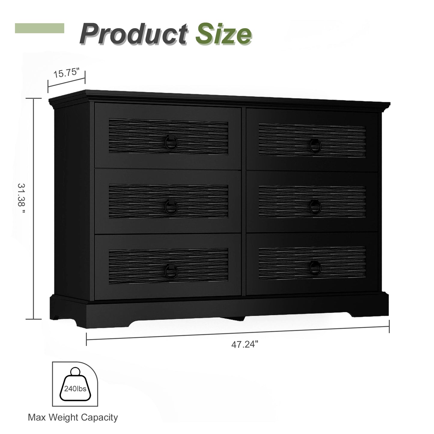 DG-3 Wood Drawer Dresser with 6 Drawers Modern Drawers Organizer