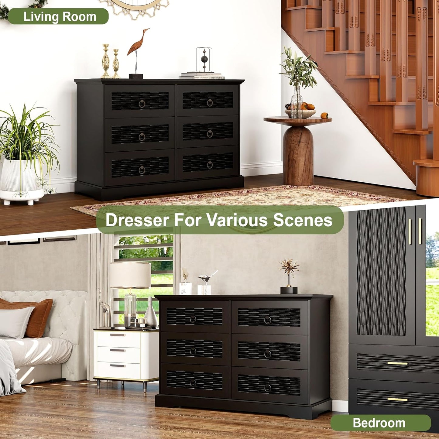 DG-3 Wood Drawer Dresser with 6 Drawers Modern Drawers Organizer