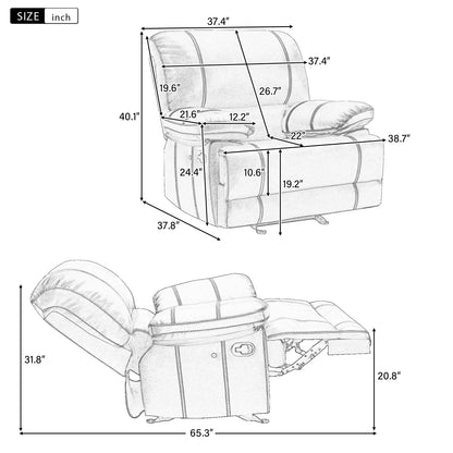 Recliner Chair Sofa Manual Reclining Home Seating Seats  Movie Theater