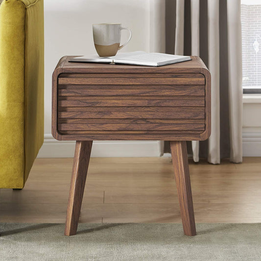 Ensley Nightstand, Side Table, End Table, Mid Century Modern Nightstand, Bedside Tables, Small Nightstand with Drawers, Side Table with Storage, for Living Room, Bedroom (Single)