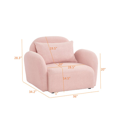 Living Room Furniture Lazy Sofa Chair Teddy Fabric Pink