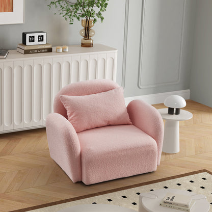 Living Room Furniture Lazy Sofa Chair Teddy Fabric Pink