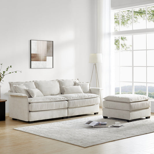 Oversized Luxury 4-Seater Sectional Sofa with Elegant Bentwood Armrests