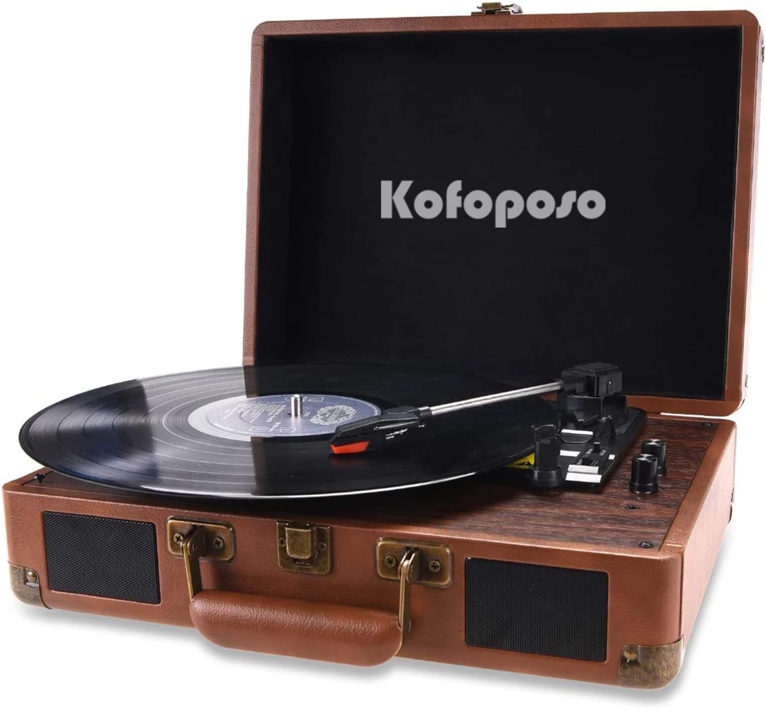 Vinyl Record Player,Record Players for Vinyl with Speakers,Portable Record Player Suitcase Design,Vinyl to MP3 Recording with Bluetooth,Usb Drive,Rca Out,Aux in Funtion,Brown